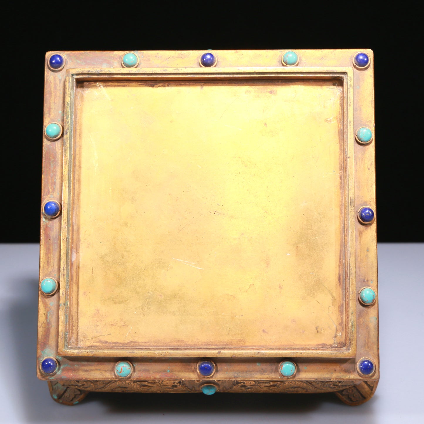 An Elaborate White Jade Gilt-Bronze-Mounted 'Dragon' Seal
