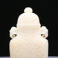 An Elaborate White Jade 'Scrolling Lotus' Elephant-Handled Vase