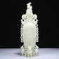 An Elaborate White Jade 'Kylin' Phoenix-Handled Vase