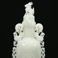 An Elaborate White Jade 'Kylin' Phoenix-Handled Vase