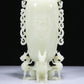 An Elaborate White Jade 'Kylin' Phoenix-Handled Vase