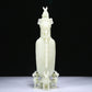 An Elaborate White Jade 'Kylin' Phoenix-Handled Vase