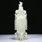 An Elaborate White Jade 'Kylin' Phoenix-Handled Vase