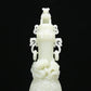 An Elaborate White Jade 'Scrolling Lotus& Dragon' Vase