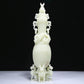 An Elaborate White Jade 'Scrolling Lotus& Dragon' Vase