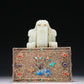 A Marvelous White Jade Gold-Mounted Blueing 'Flower& Dragon' Seal