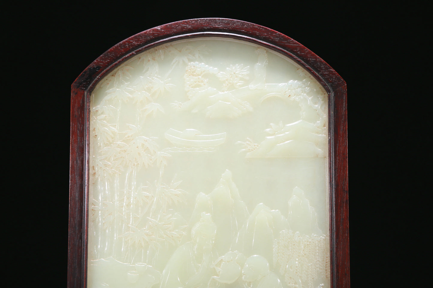 An Elaborate Imperial Zitanwood White Jade-Inlaid 'Figure' Table Screen