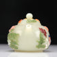 A Superb Imperial White Jade Gem-Inlaid 'Bird& Flower' Teapot