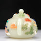 A Superb Imperial White Jade Gem-Inlaid 'Bird& Flower' Teapot