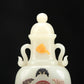 A Superb White Jade Gem-Inlaid 'Bat& Auspicious Cloud' Vase