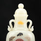 A Superb White Jade Gem-Inlaid 'Bat& Auspicious Cloud' Vase