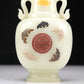 A Superb White Jade Gem-Inlaid 'Bat& Auspicious Cloud' Vase