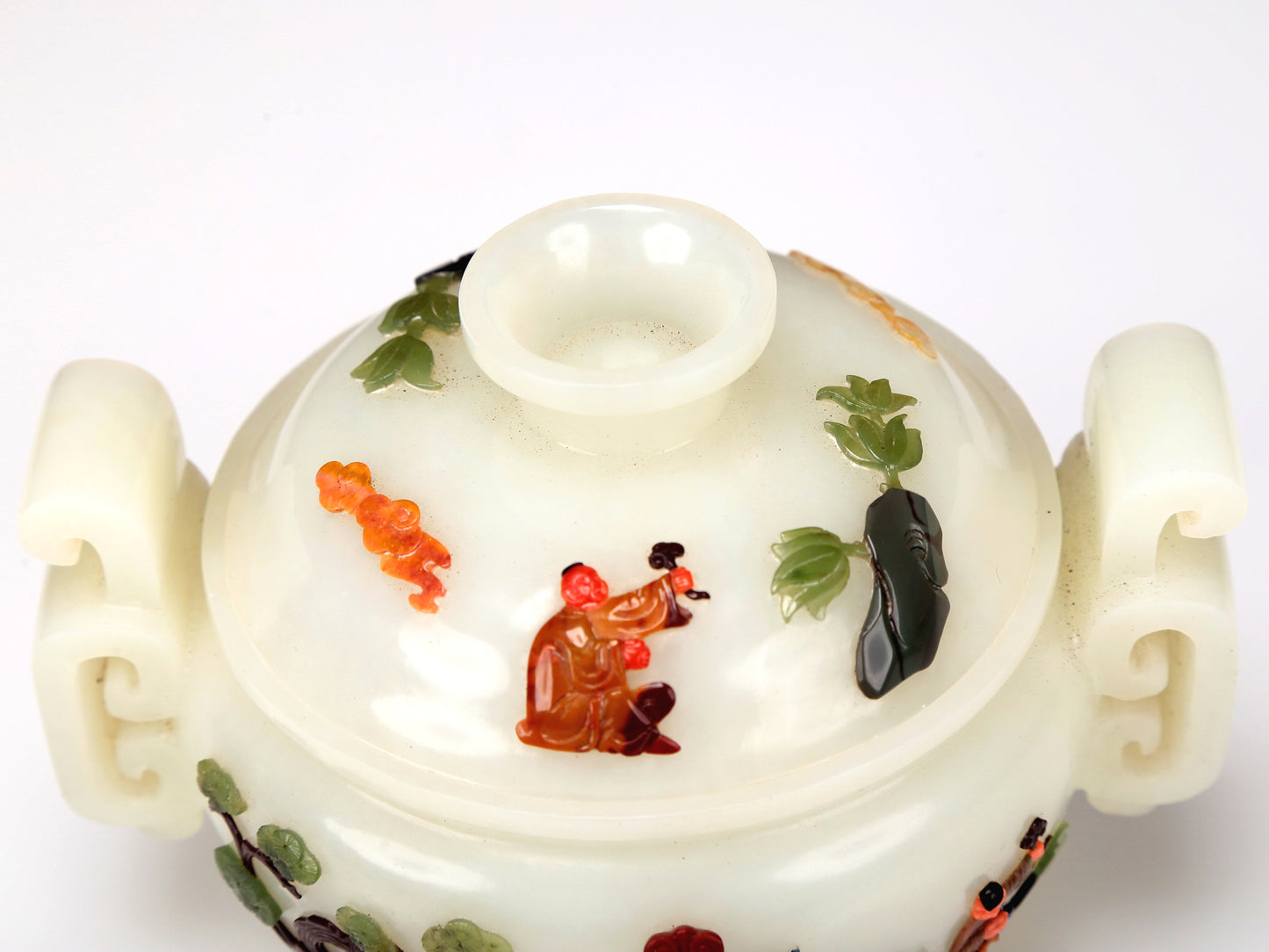 A Superb White Jade Gem-Inlaid 'Figure' Censer