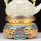 A Superb Imperial White Jade 'Poem' Teapot With A Cloisonne 'Dragon& Scrolling Lotus' Handle And Stand