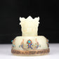 A Superb White Jade Gilt-Silver-Mounted Blueing 'Animal Mask' Tripod Censer And Cover