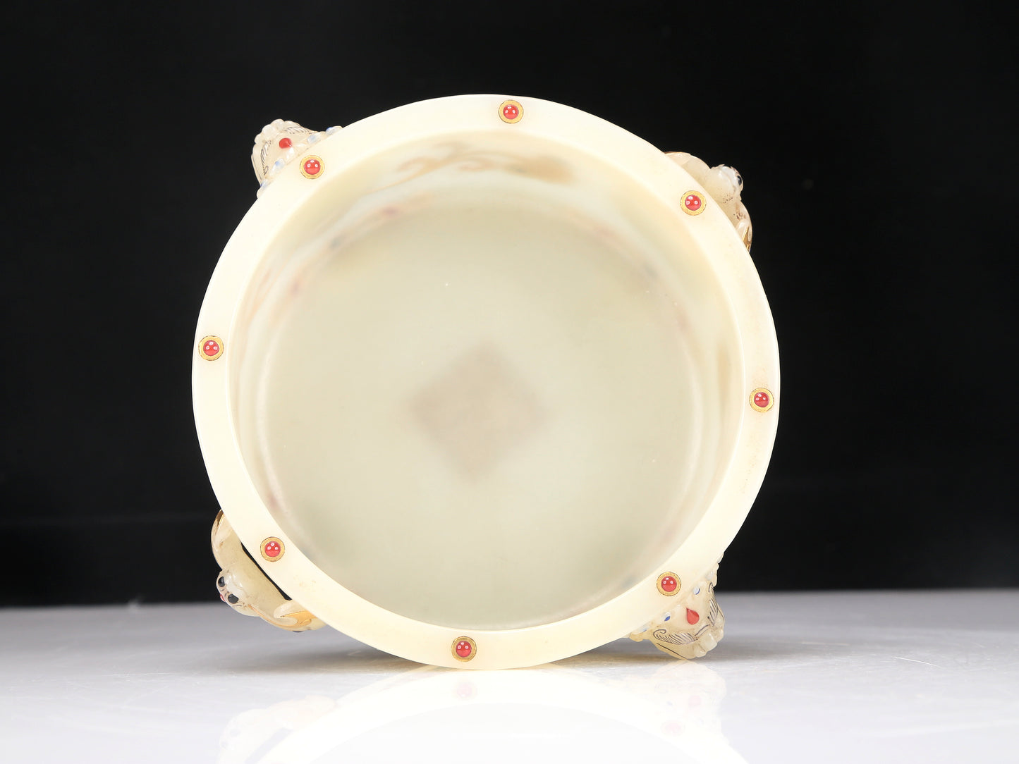 A Fabulous Imperial White Jade Gold-Mounted Gem-Inlaid Bat-Handled Censer