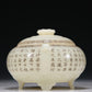 A Marvelous White Jade 'Lotus' Tripod Censer And Cover With Poem Inscriptions