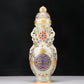 A Fabulous White Jade Gold& Silver-Mounted Gem-Inlaid 'Scrolling Lotus' Vase And Cover