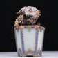 An Excellent White Jade Gilt-Silver-Mounted Blueing 'Jardiniere' Decoration