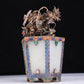 An Excellent White Jade Gilt-Silver-Mounted Blueing 'Jardiniere' Decoration