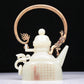 An Excellent White Jade 'Poem' Teapot With A Gilt-Bronze 'Dragon' Overhead Handle And Stand