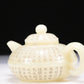 A Brilliant White Jade 'Poem' Teapot With Four Miniature Teacups