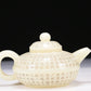 A Brilliant White Jade 'Poem' Teapot With Four Miniature Teacups