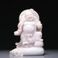 A Wonderful White Jade Figure Of Maitreya