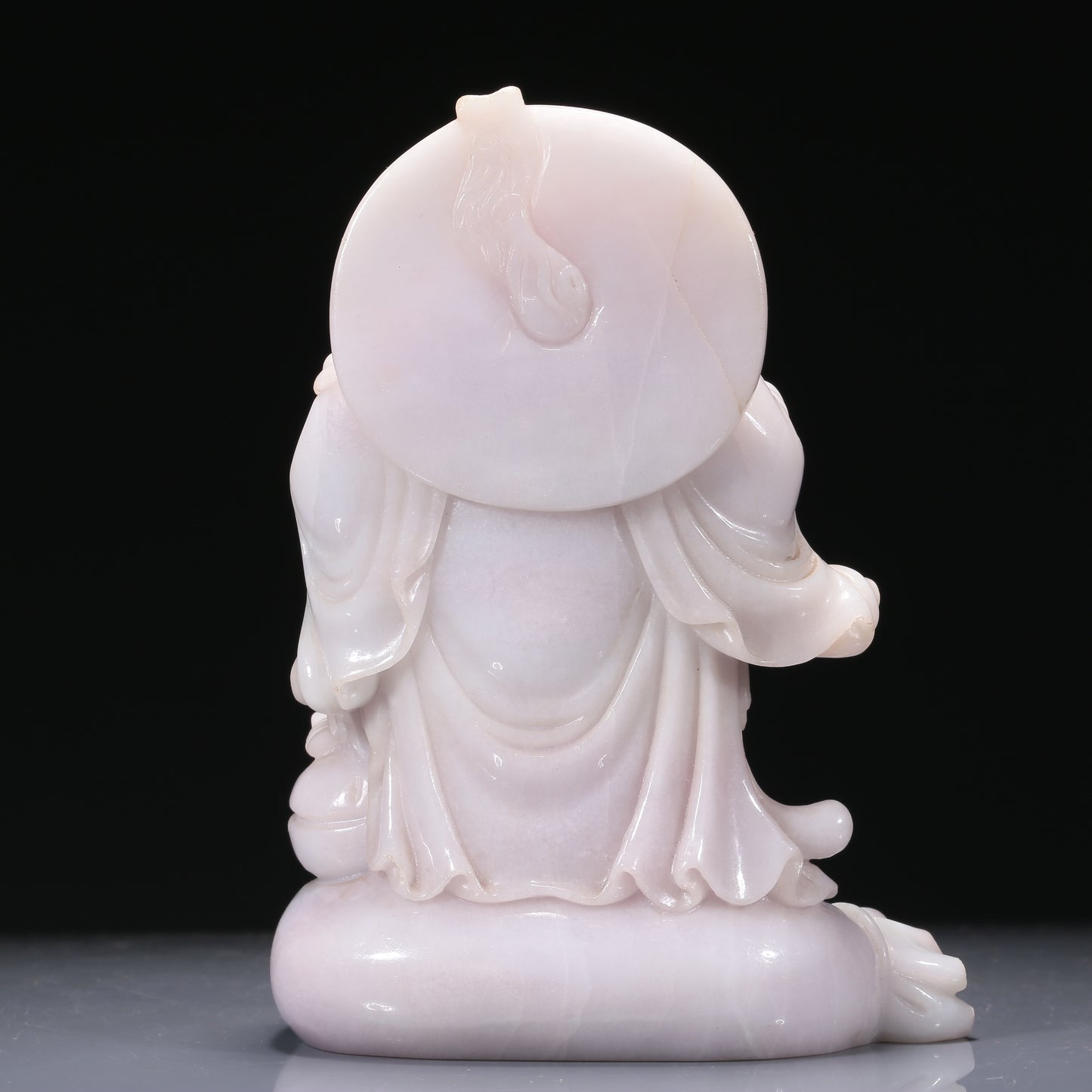 A Wonderful White Jade Figure Of Maitreya