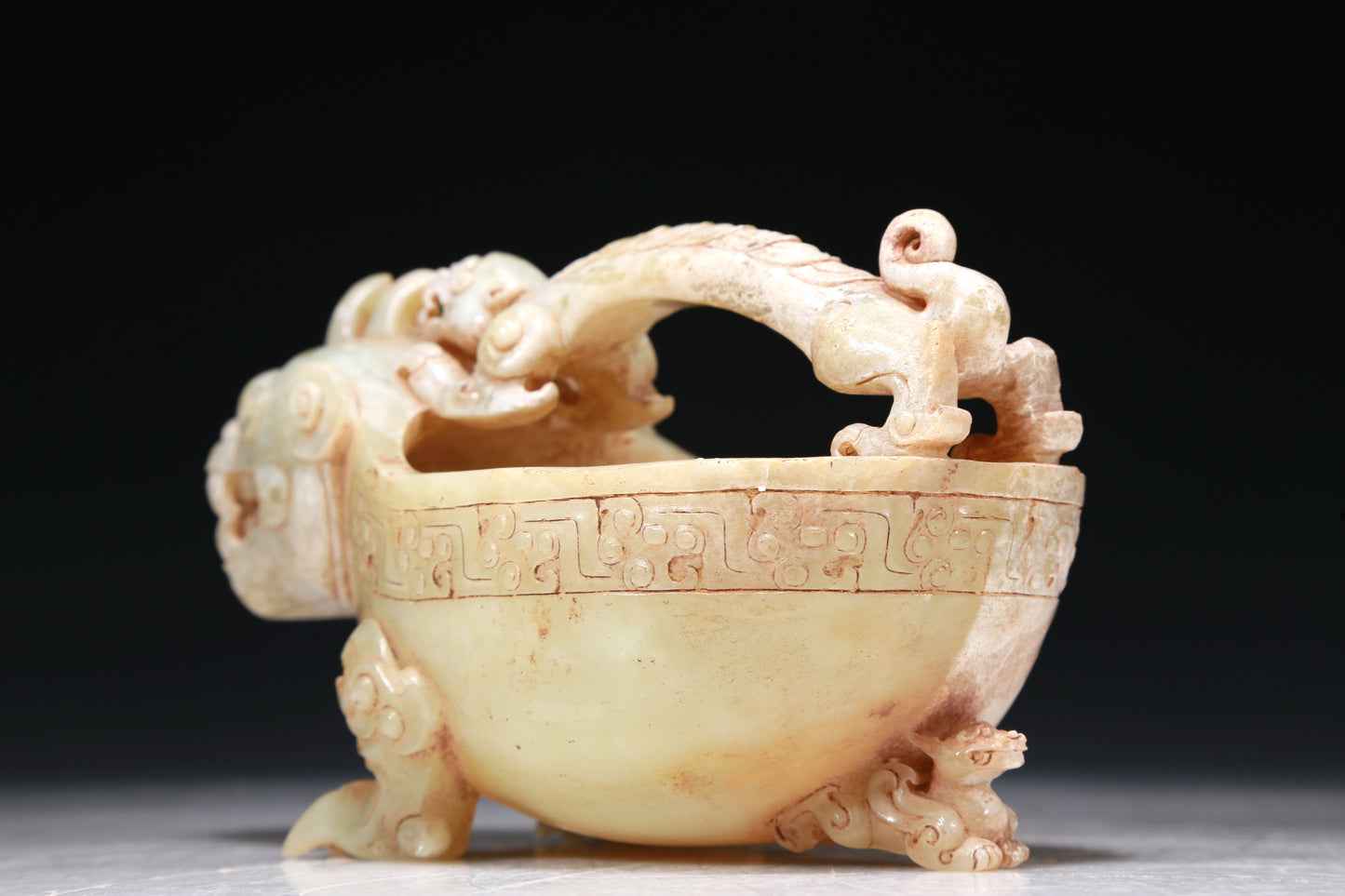 A Marvelous White Jade 'Auspicious Beast' Ewer