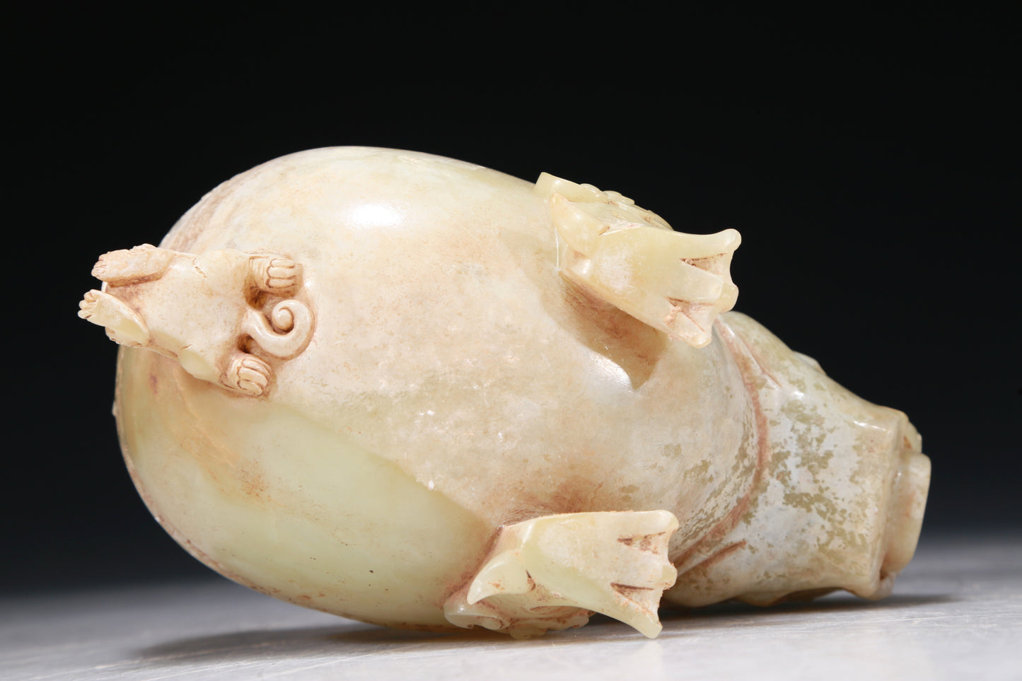 A Marvelous White Jade 'Auspicious Beast' Ewer