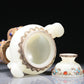 A Brilliant White Jade Gilt-Silver Gem-Inlaid Tripod Censer And Cover