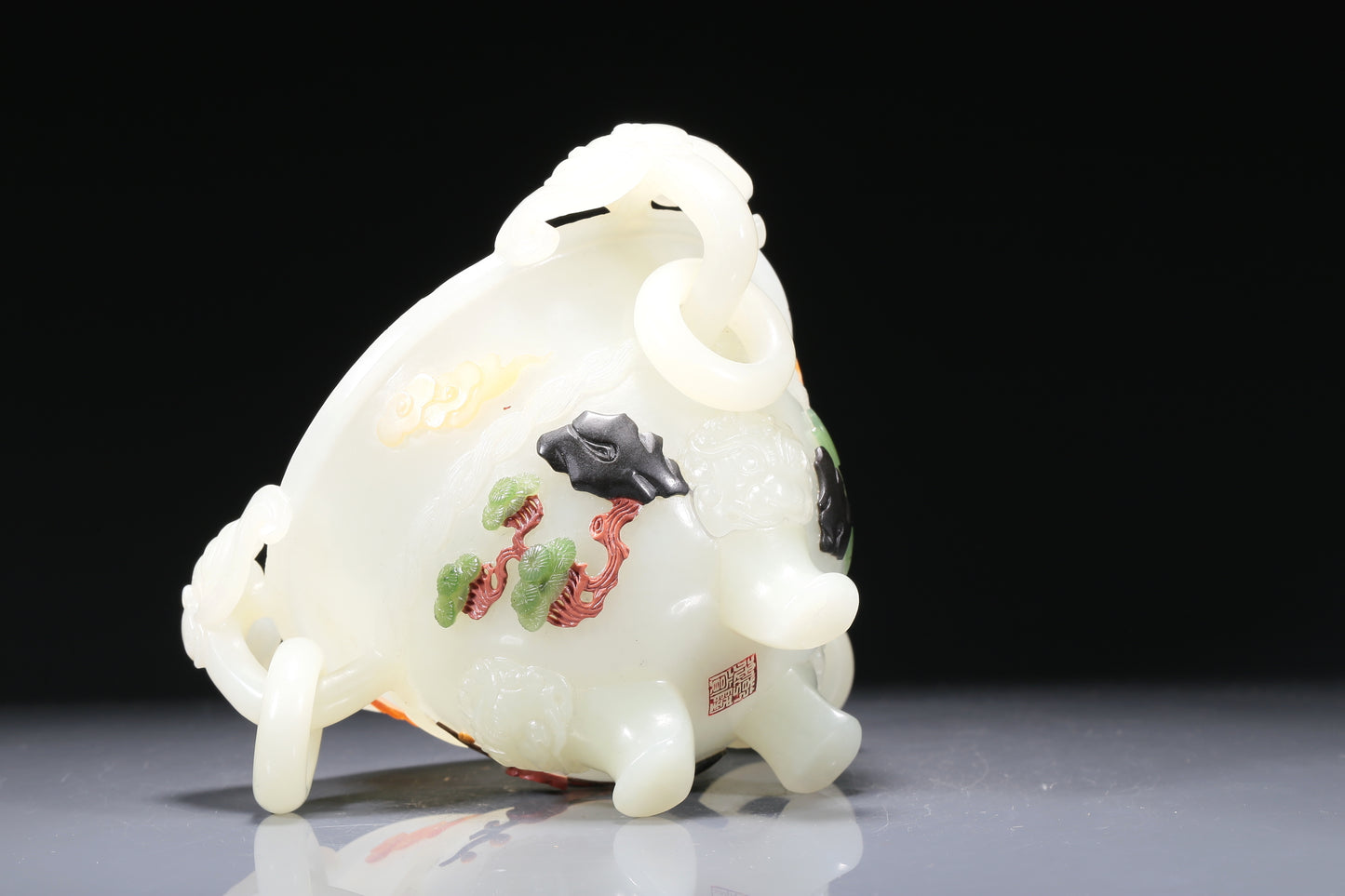 A Brilliant Imperial White Jade Gem-Inlaid 'Bird& Flower' Tripod Censer And Cover