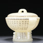 A Brilliant Imperial White Jade 'Poem' Beast-Handled Censer And Cover