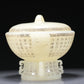 A Brilliant Imperial White Jade 'Poem' Beast-Handled Censer And Cover