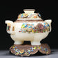 A Brilliant White Jade Gilt-Silver-Mounted Blueing 'Scrolling Lotus' Tripod Censer And Cover