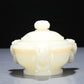 A Precious White Jade Ruyi-Handled Censer And Cover