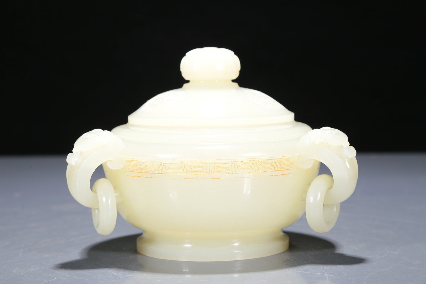 A Precious White Jade Ruyi-Handled Censer And Cover