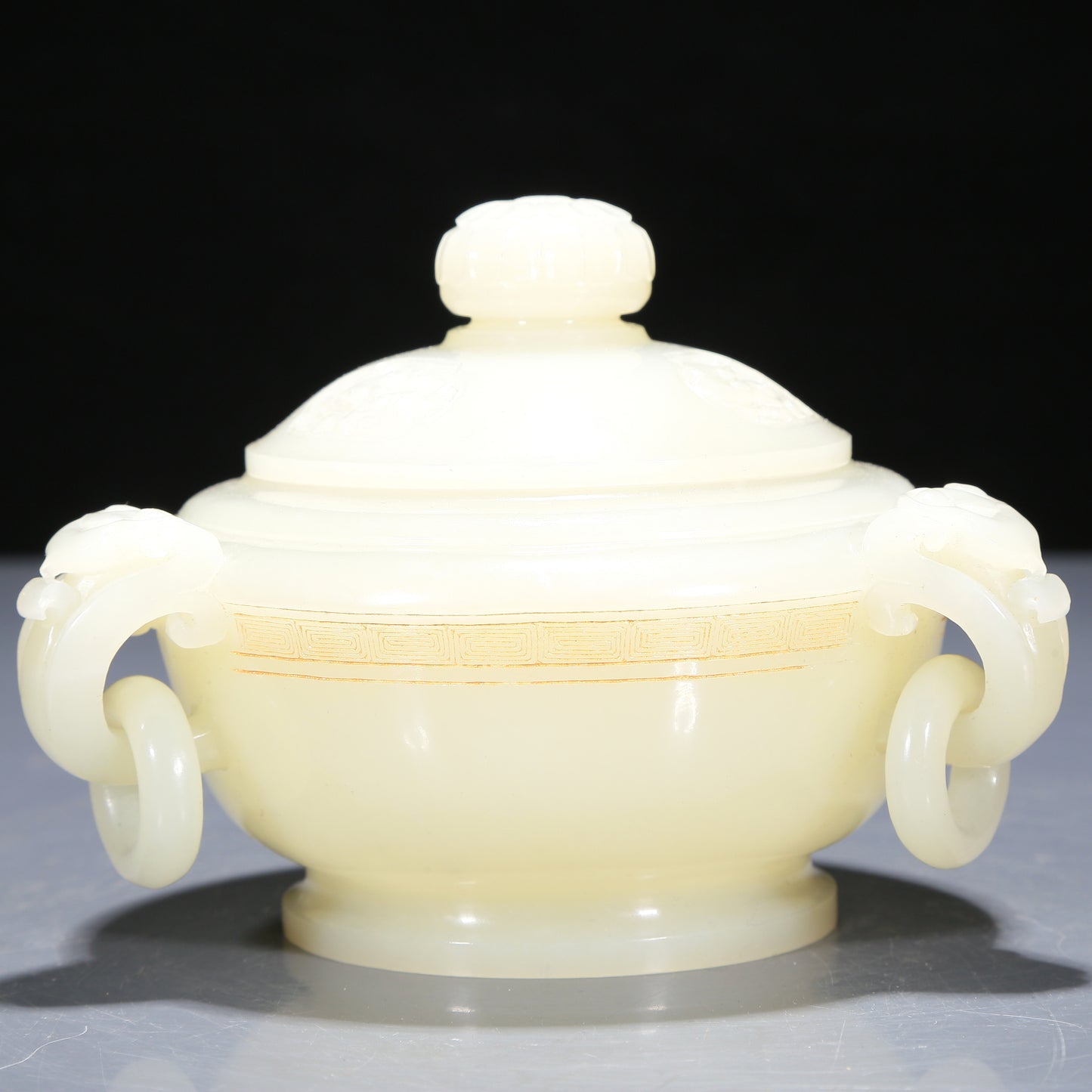 A Precious White Jade Ruyi-Handled Censer And Cover