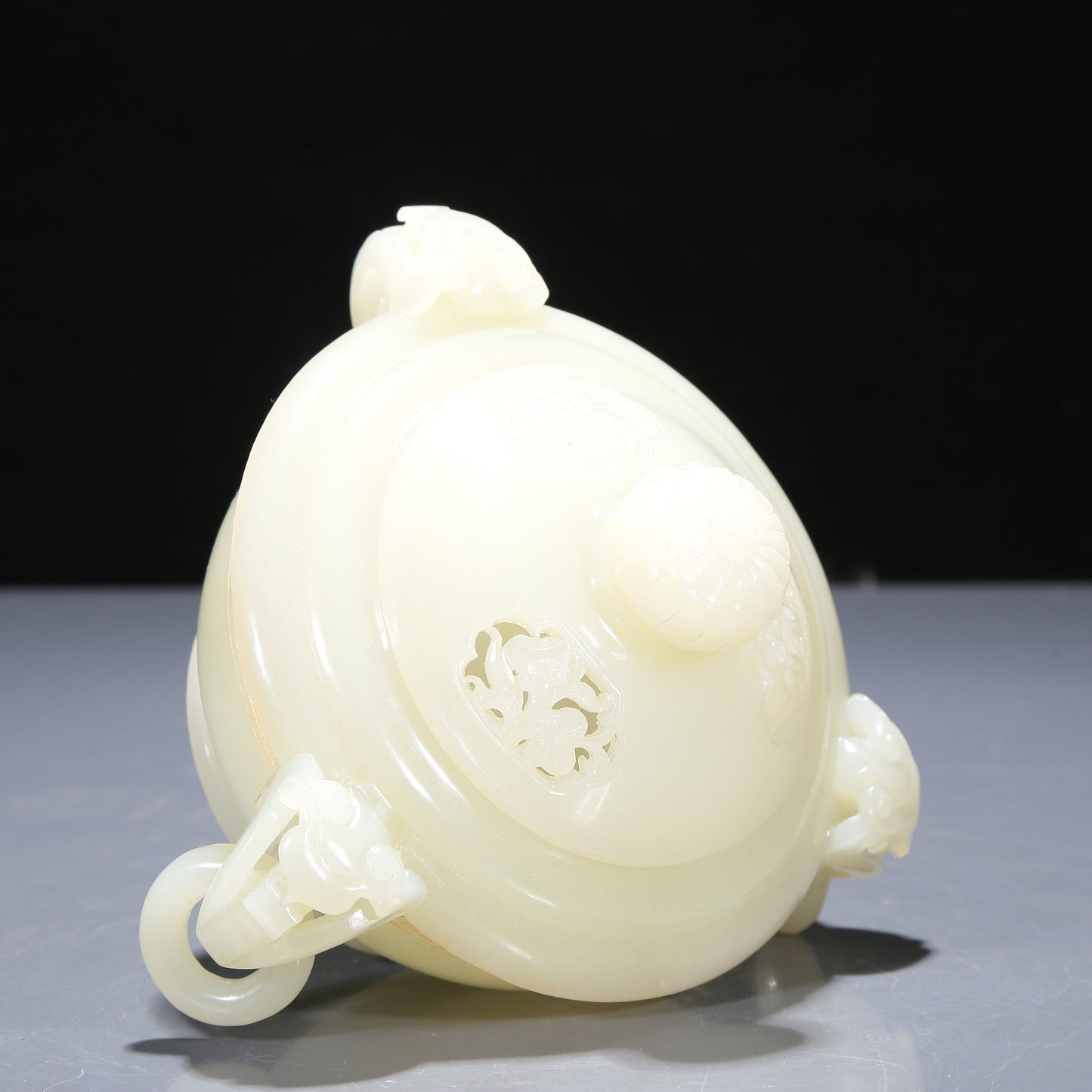 A Precious White Jade Ruyi-Handled Censer And Cover