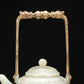 A Precious White Jade 'Poem' Teapot With A Gilt-Bronze 'Dragon' Handle And Stand