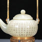 A Precious White Jade 'Poem' Teapot With A Gilt-Bronze 'Dragon' Handle And Stand