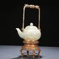 A Precious White Jade 'Poem' Teapot With A Gilt-Bronze 'Dragon' Handle And Stand