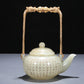 A Precious White Jade 'Poem' Teapot With A Gilt-Bronze 'Dragon' Handle And Stand