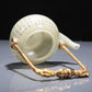 A Precious White Jade 'Poem' Teapot With A Gilt-Bronze 'Dragon' Handle And Stand