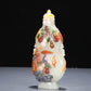 A Precious White Jade Gem-Inlaid 'Bat' Gourd-Form Vase