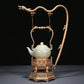 A Precious White Jade 'Poem' Teapot With A Gilt-Bronze 'Dragon' Handle And Stand