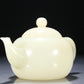 A Superb White Jade Teapot With Two Miniature Teacups