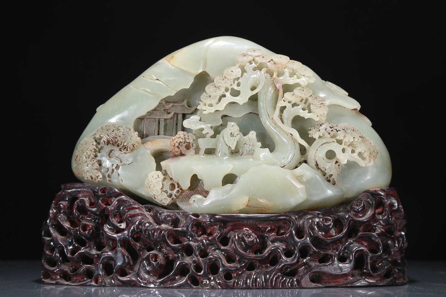 An Elaborate White Jade 'Landscape& Figure' Decoration