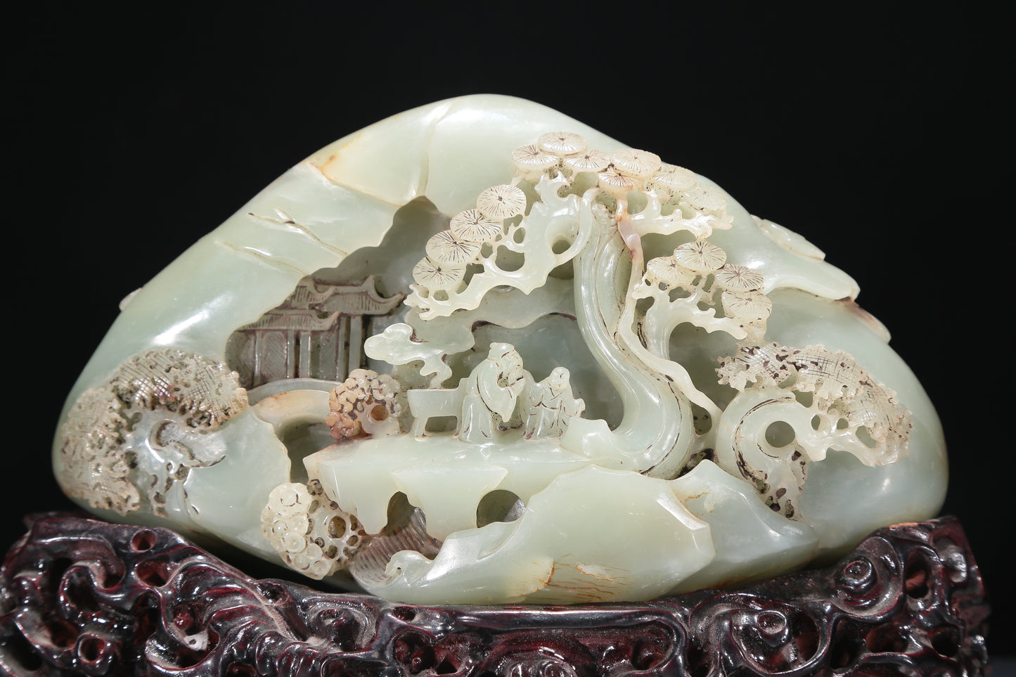 An Elaborate White Jade 'Landscape& Figure' Decoration